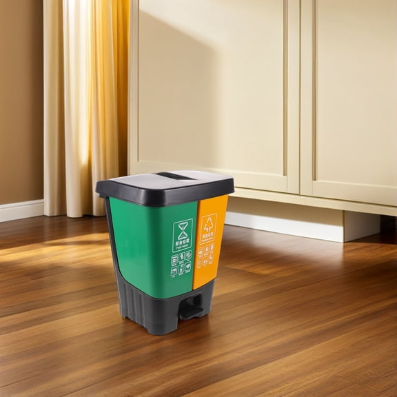 BESTYASH Foot Pedal Trash Can with Separate Compartments for Recycling and Waste Sorting