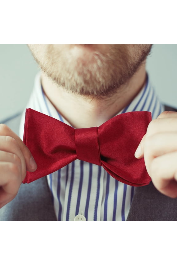 Formal Red Men Bowtie Self Tie Bow Tie for Business Meeting and Wedding