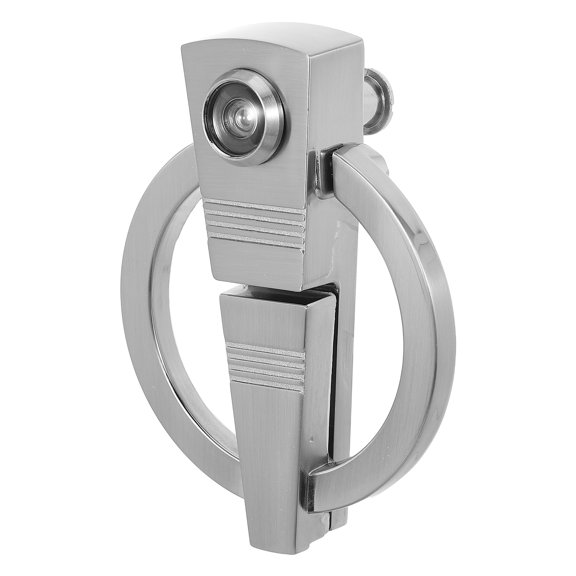 BESTYASH Front Door Ring Knocker in Plated Silver Zinc Alloy with Peephole Viewer and Easy Installation