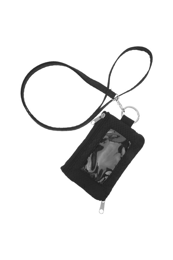 Front Pocket Rfid Card Holder with Zip Closure and Keychain for Secure Id Access