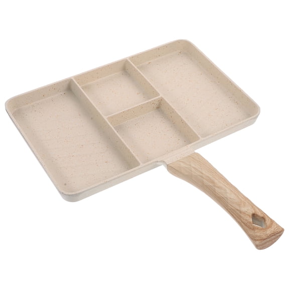 BESTYASH Beige Aluminum Alloy Nonstick Breakfast Pan with Multiple Grooves for Kitchen Use and Convenient Frying