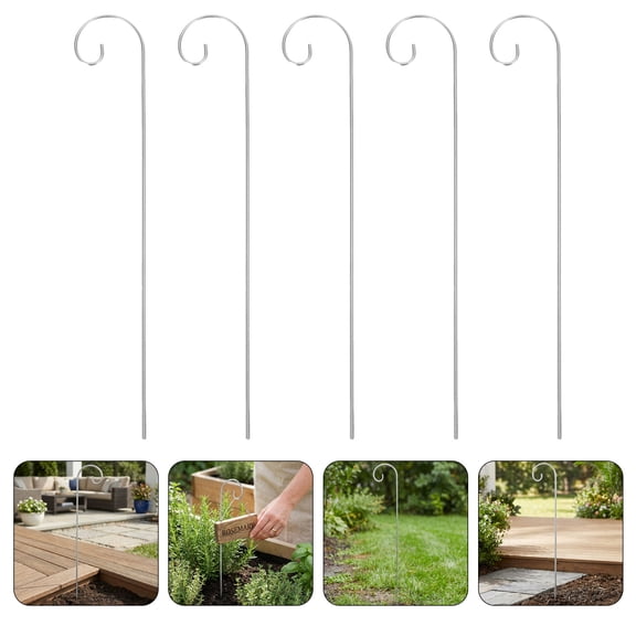 BESTYASH Garden Shepherds Hooks, Plated Silver Iron for Outdoor, Durable Metal Plant Label Stakes, 12Pcs