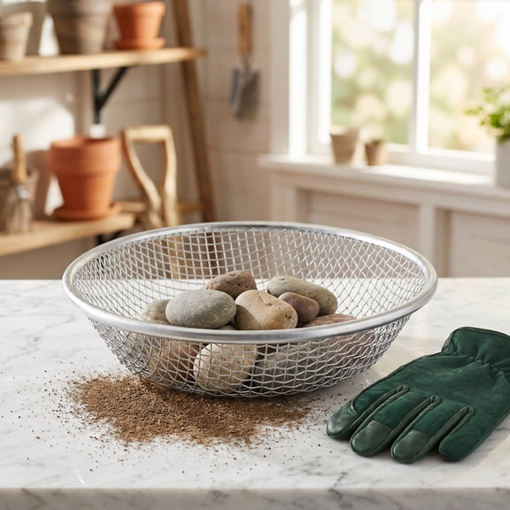 BESTYASH Garden Soil Sifter Plated Metal Screen with Large Mesh for Efficient Rock, Gravel, and Sorting