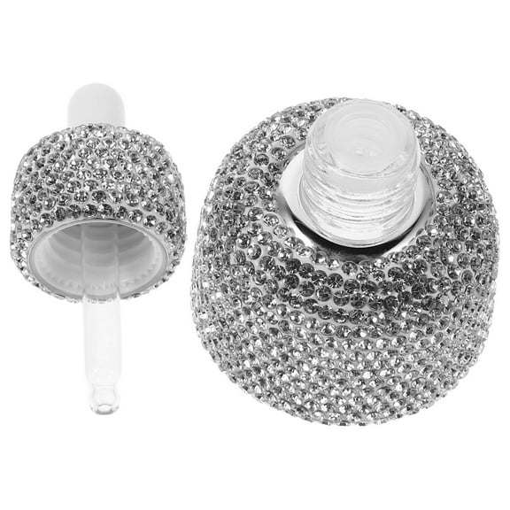 BESTYASH Glass Dropper Bottles for Essential Oils Refillable 30Ml Plated Silver with Elegant Rhinestone Accent