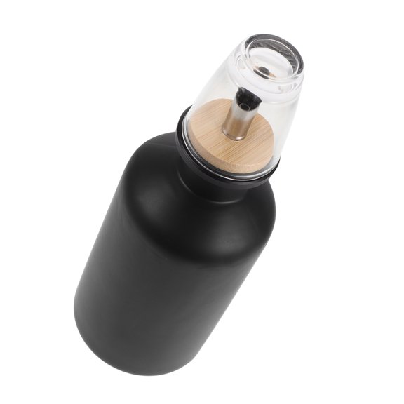 BESTYASH Glass Mouthwash Dispenser 11.8oz Black with Spout Cup and Tray