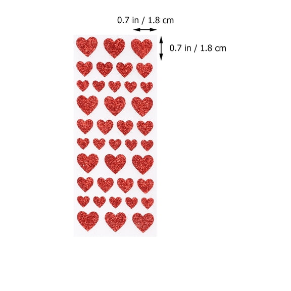 BESTYASH Red Glitter Heart Stickers 3 Sheets PVC Decorative Heart Stickers for Envelopes and Crafts