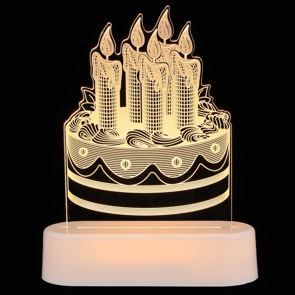 BESTYASH White 3D Cake Ornament with LED Light Birthday Decoration