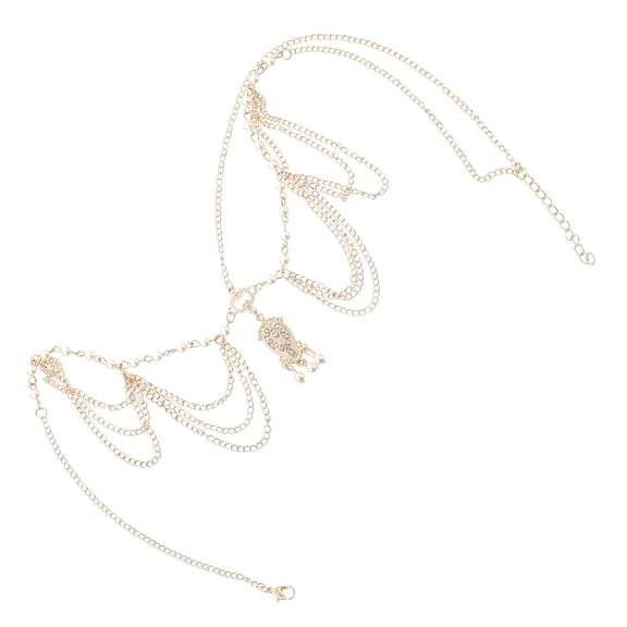 BESTYASH Golden Alloy Hair Chain Headband with Unique Leaves Pendant for Wedding and Parties