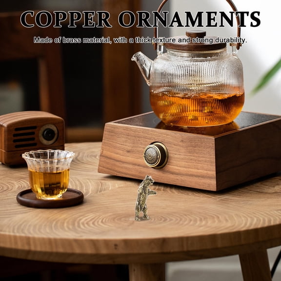 BESTYASH Golden Brass Bear Statue for Home Desktop Decor with Delicate Craftsmanship and Sturdy Design