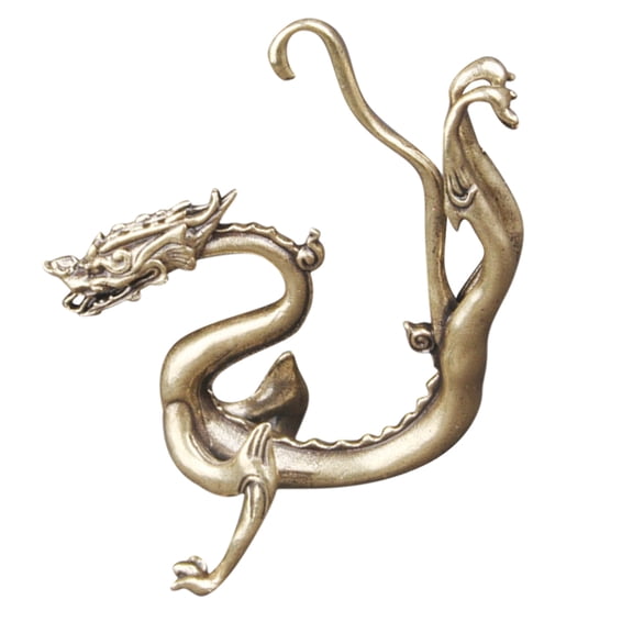 BESTYASH Elegant Golden Brass Dragon Statue Decorative Figurine for Home Office Car Display 4.5 x 3.5 x 6 Inches