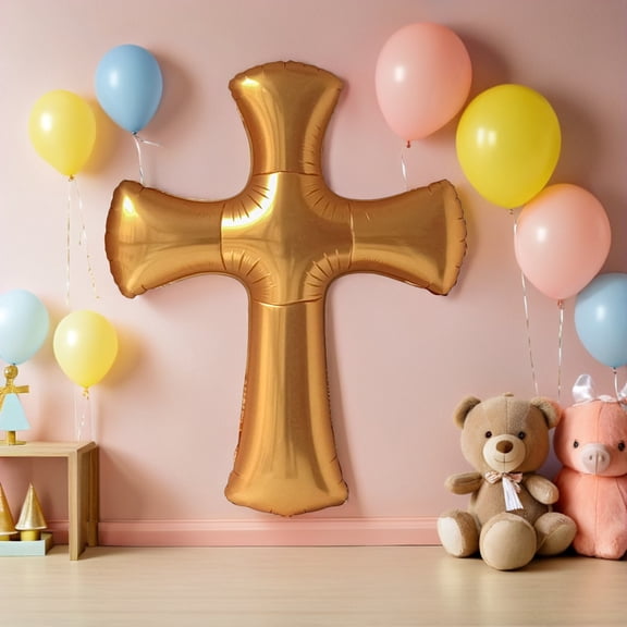 BESTYASH Golden Cross Balloon for Party Decoration Birthday and Festival Celebrations