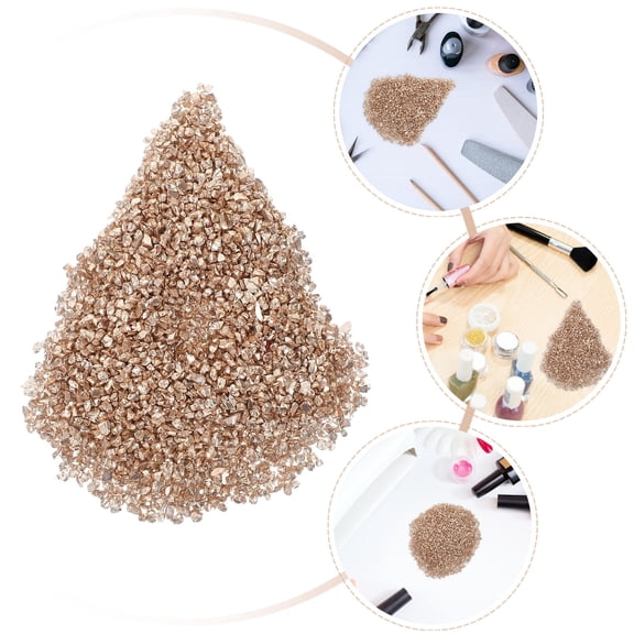 BESTYASH Golden Crushed Glass Chips for Nail Art, Crafts, and Bulk Portable Glass Decorations
