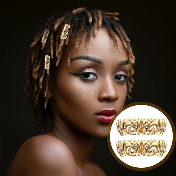 BESTYASH 6Pcs Golden Alloy Dreadlock Rings Hair Cuffs for Braiding and Hair Extension Decor