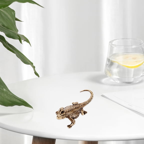 BESTYASH Golden Metal Lizard Figurine Decorative Craft Sturdy Home for Table, Shelf, Desk or Living Room Display