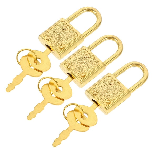 BESTYASH Golden Mini Padlock Set for Kids Safe and Light Plastic Antique Latch Ideal for Treasure Boxes 3 Pack