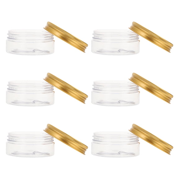 BESTYASH Golden Plastic Cosmetic Sample Boxes 6Pcs Refillable Leakproof Containers for Travel Storage