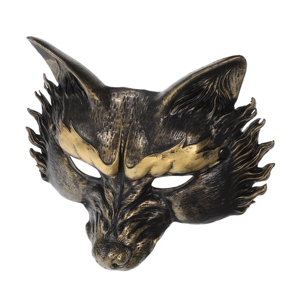 BESTYASH Golden Realistic Wolf Mask for Adults Half Face Masquerade Mask Made of Foam for Decoration