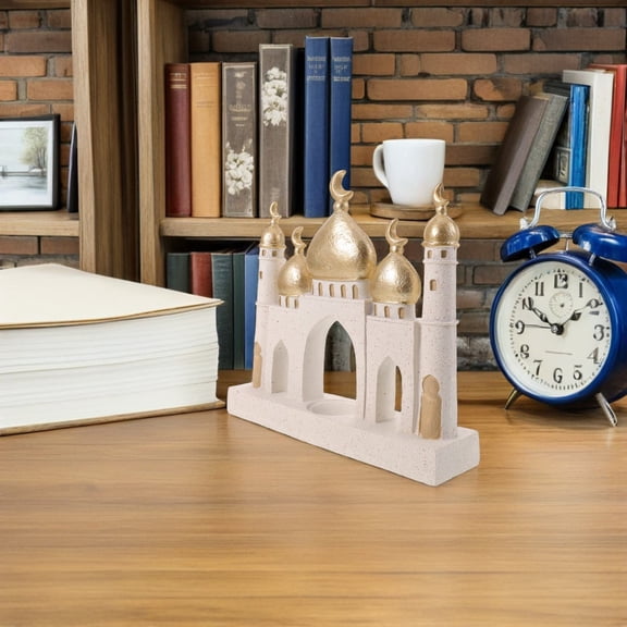 BESTYASH Golden Resin Medieval Castle Statue Ramadan Decorative Islamic Architecture Tabletop Ornament