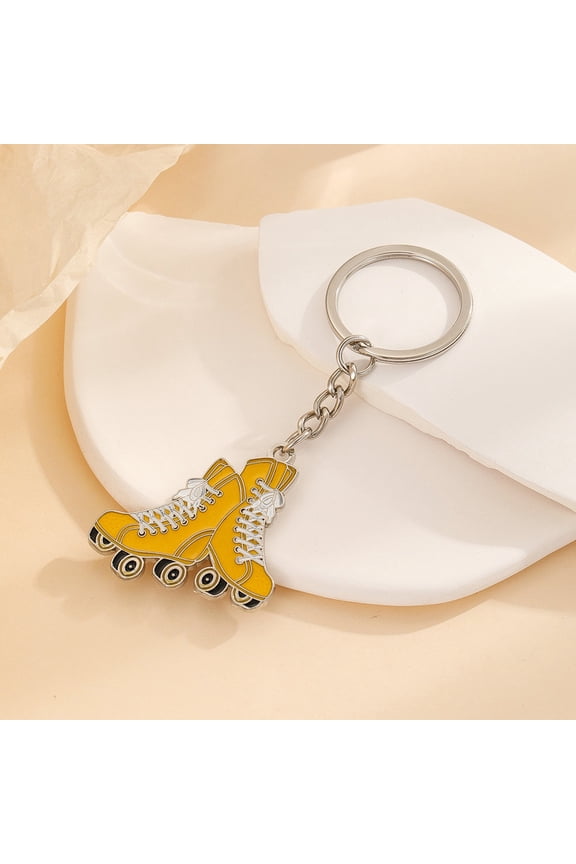 Golden Roller Skate Keychain Pendant Metal Key for Backpack, Bag, and Key Decoration Accessory