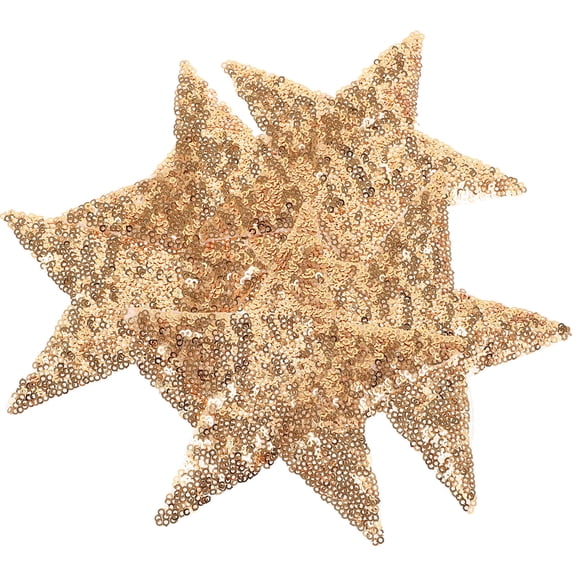 BESTYASH Golden Glitter Star Patches DIY Supply for Clothes Use Iron on 5Pcs