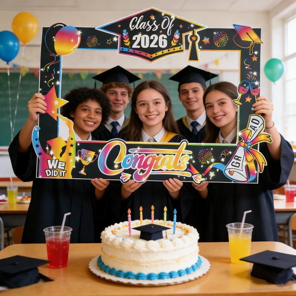 BESTYASH Graduation Photo Booth Props Frame Multi Color Paper Frame for Indoor and Outdoor Use