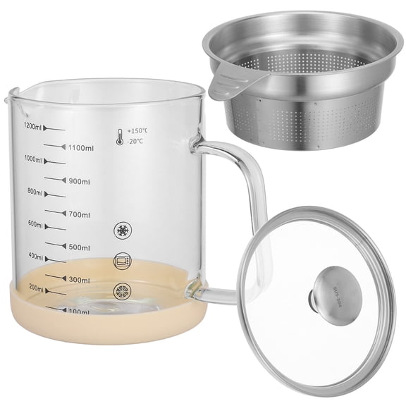 BESTYASH Grease Strainer Oil Strainer with High Borosilicate Glass for Fried Food Enthusiasts 1Pcs