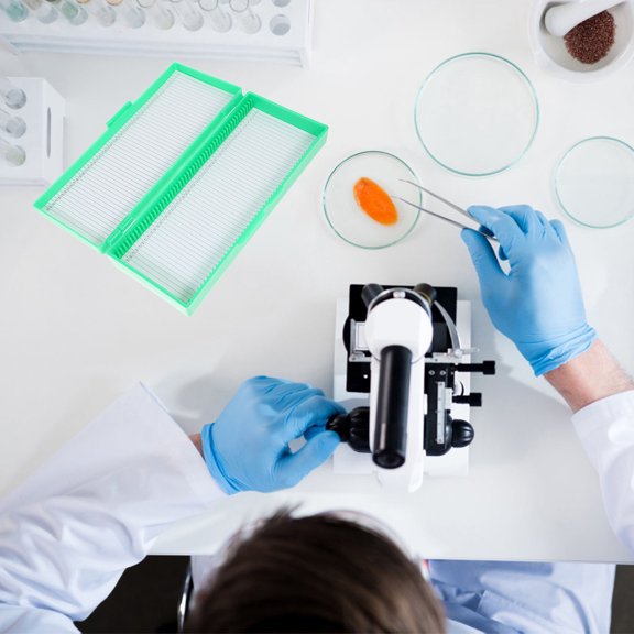 BESTYASH Green Microscope Slide Holder Box ABS Material for Home School and Lab Use