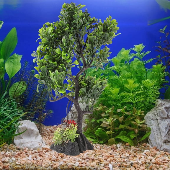 BESTYASH Green Plastic Aquarium Tree Decor Realistic Fish Tank Decoration for Home Or Office