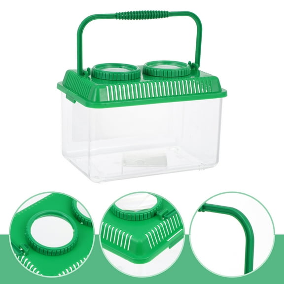 BESTYASH Green Plastic Catcher Box with Magnifying Lid and Portable Handle for Outdoor Use
