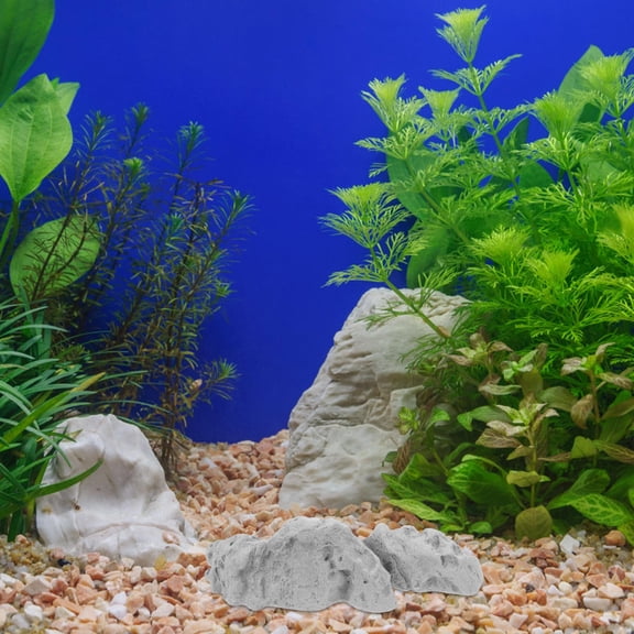 BESTYASH Grey Fake Stone Aquarium Ornament with Realistic Texture for Fish Tank