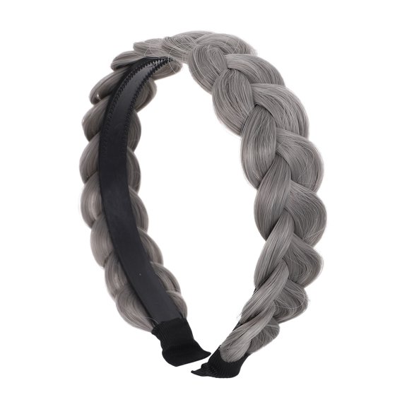 BESTYASH Grey Braided Headband with Fishbone Braid Design Lightweight Synthetic Hair Accessory