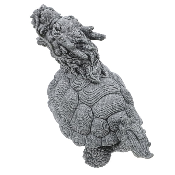 BESTYASH Grey Ceramic Dragon Turtle Statue Feng Shui Animal Ornament for Fish Tank and Good Luck Decor