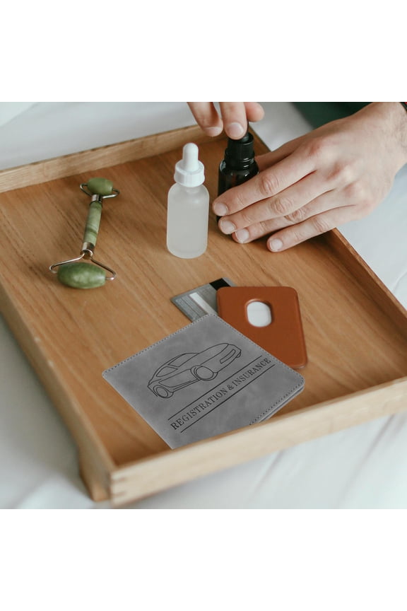 Grey Drive License Holder Credit Card Organizer Wallet for Car Registration Auto Insurance Document Storage