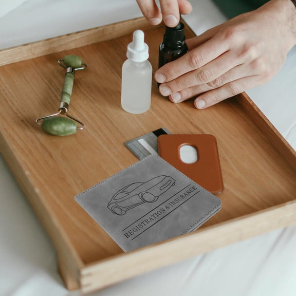 BESTYASH Grey Drive License Holder Credit Card Organizer Wallet for Car Registration Auto Insurance Document Storage