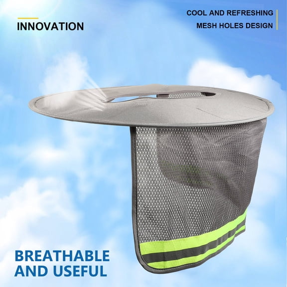BESTYASH Grey Hard Hat Shade Cover Full Brim Neck Protector Sun Shield for Outdoor Work