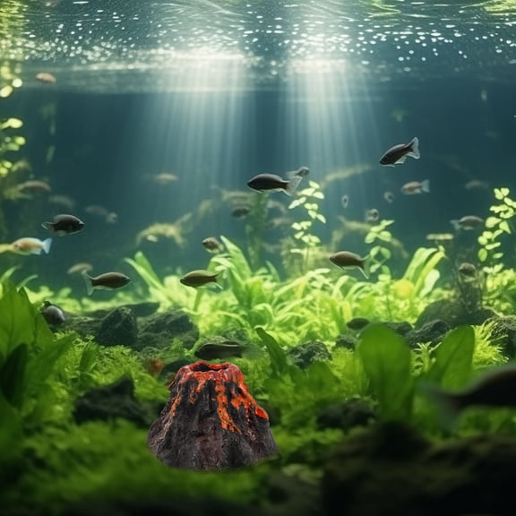 BESTYASH Grey Resin Decorative Volcano Statue for Fish Tank Landscaping Aquarium Adorn Ornament