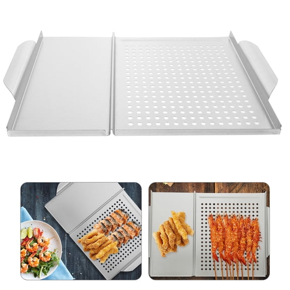 BESTYASH Grill Plate Handle for Outdoor Barbecue Cooking 430 Stainless Steel 1Set