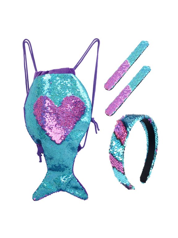 Multi Color Sequin Backpack Drawstring Closure Large Capacity Gym Use