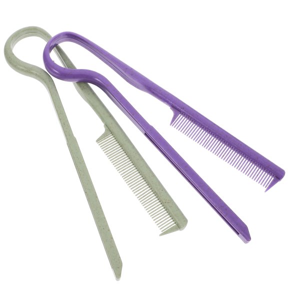 BESTYASH Straightener Styling Comb V-Shaped Combs Wheat Straw 2Pcs For Business Trips