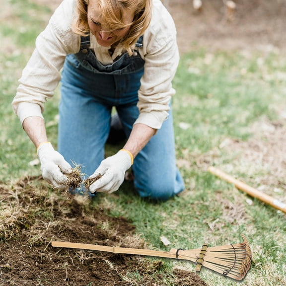 BESTYASH Hand Cultivator Garden Tool Bamboo Rake For Sandboxes With Comfortable Grip 1Pack