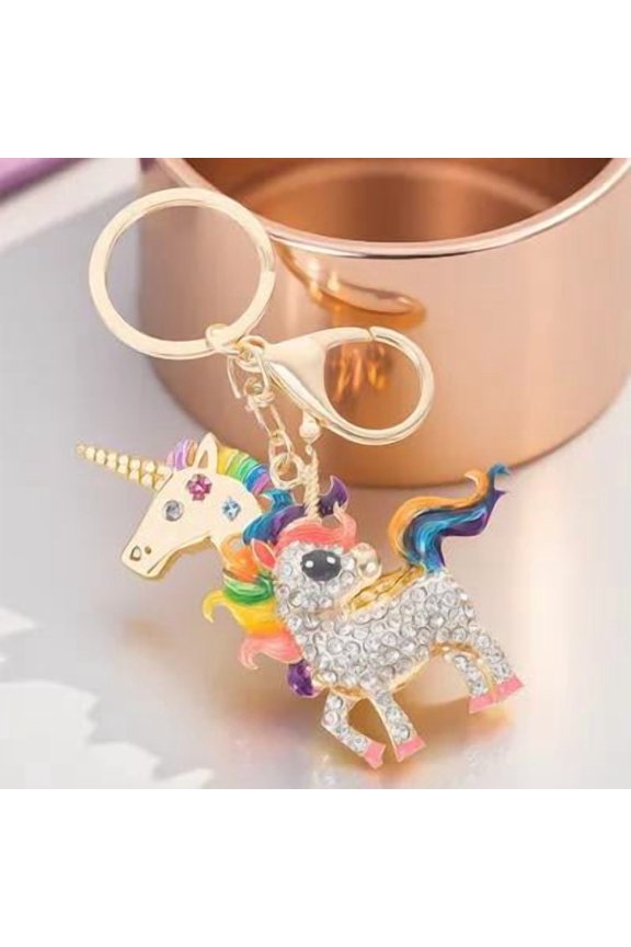 Handbag Charms Keyring Hanging Pendant Unicorn Shape 1Pcs Rhinestone for Everyday Use