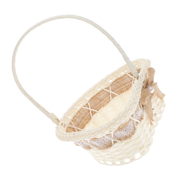 BESTYASH Handheld Flower Basket Khaki Decorative for Wedding 1Pcs for Women Couples