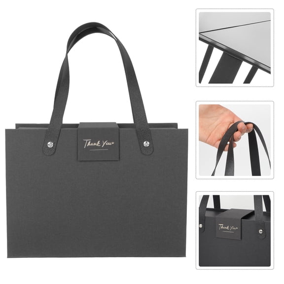 BESTYASH Black Magnetic Handle Paper Present Box for Packaging with Chic Closure and Foldable Design
