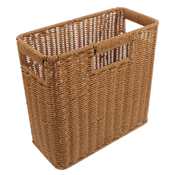 BESTYASH Handwoven Plastic Wicker Basket with Strong Handles for Multi-Purpose Home and Office Storage Organization