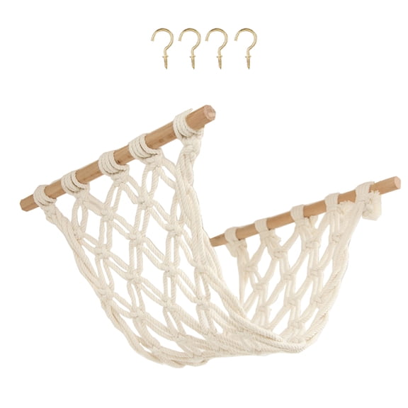 BESTYASH Hanging Storage Basket Macrame Cotton And Beech Wood For Fruit And Vegetable Storage 1Pack