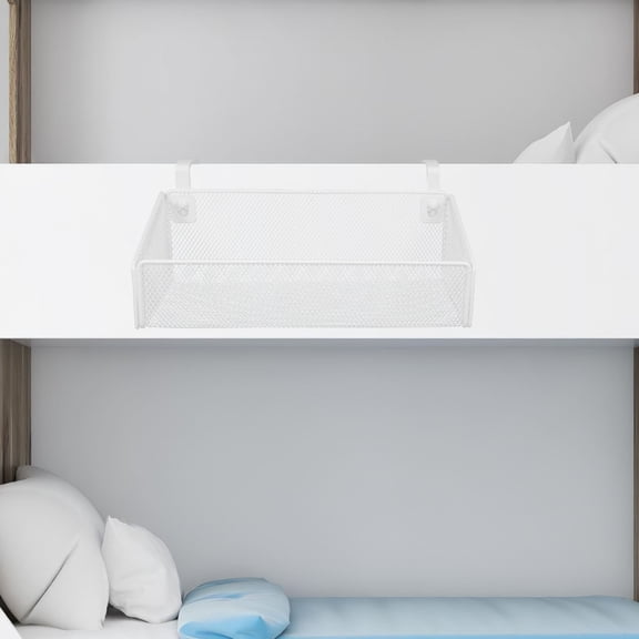 BESTYASH 1Set Metal Wire Bed Hanging Basket White for Bedroom and Office Use