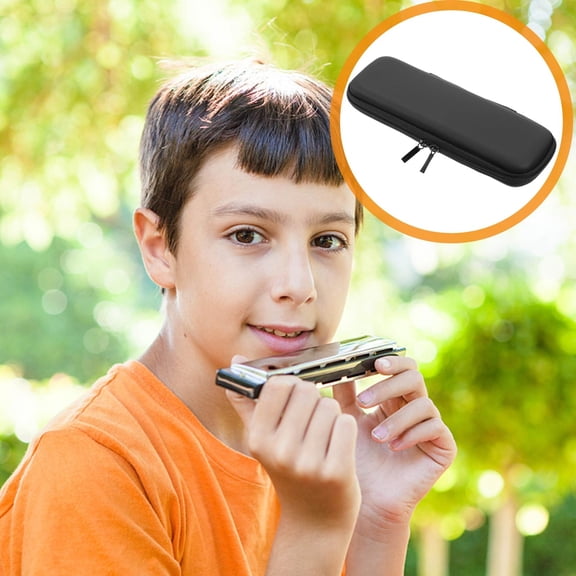 BESTYASH Portable Harmonica Case with Zipper, Compact Black Oxford Fabric Storage Cover for Harmonica