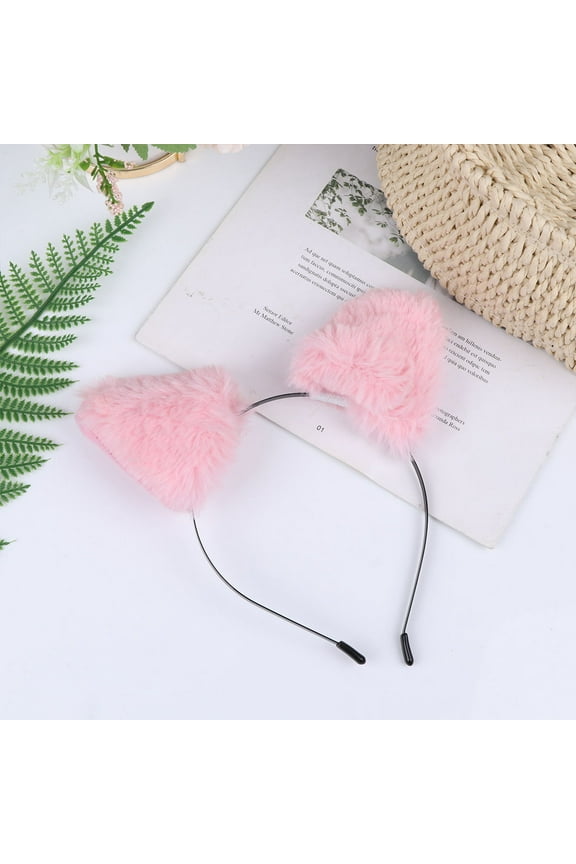 Headbands Hair Accessories for Women Pink Fluffy Material for Concerts 1Pack