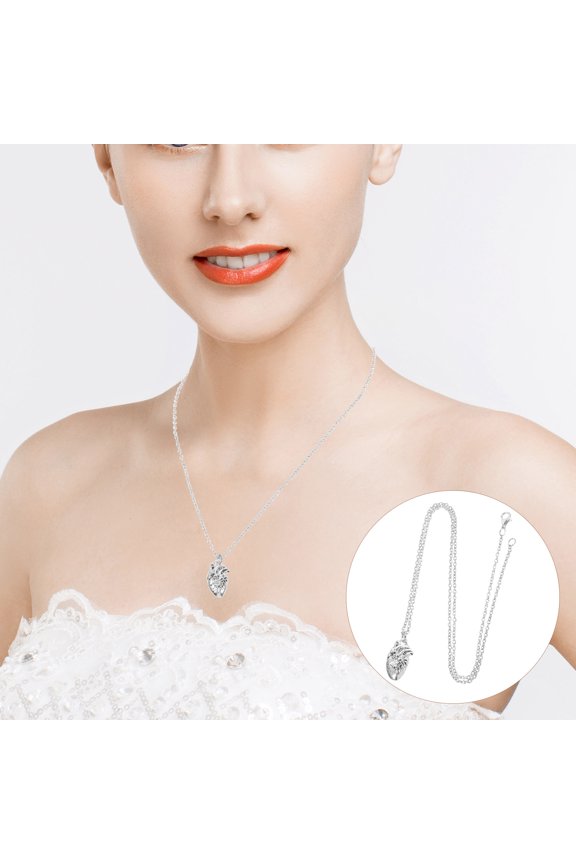 Heart Shaped Pendant Necklace Alloy 1Set For Women Daily Wear With Spotlight Enhancement