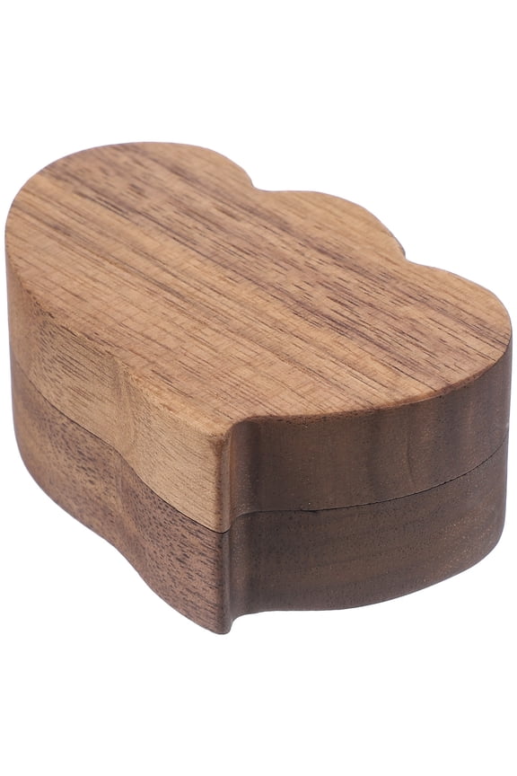 Heart-Shaped Wooden Box Light Brown Stylish Storage Case for Wedding and Engagement